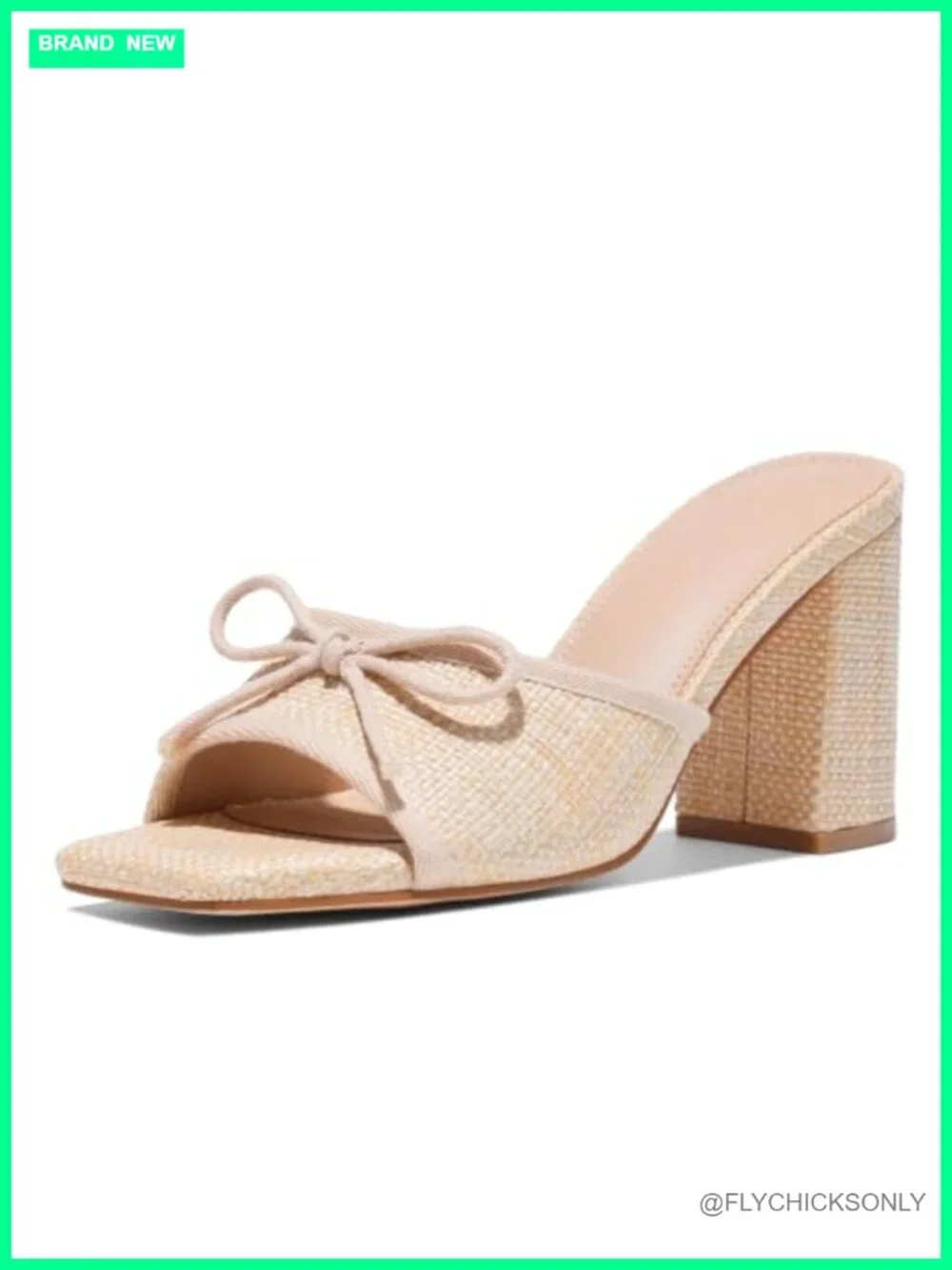 Raffia Wedge Mules with Bow - Comfortable Block Heel Sandals for Women